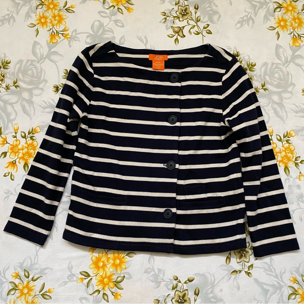 Joe Fresh Size XS Navy/White Striped Sweater
